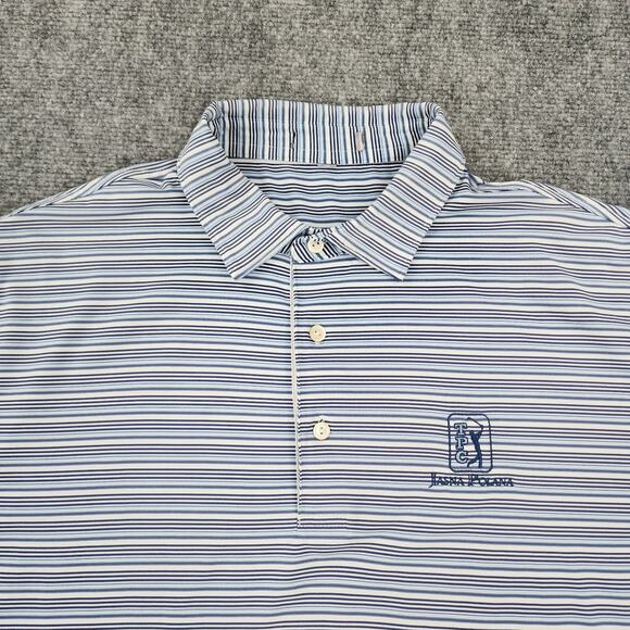 Peter Millar Polo Mens XXL Blue White Stripe Jasna Polana Performance Golf Shirt - Picture 8 of 16